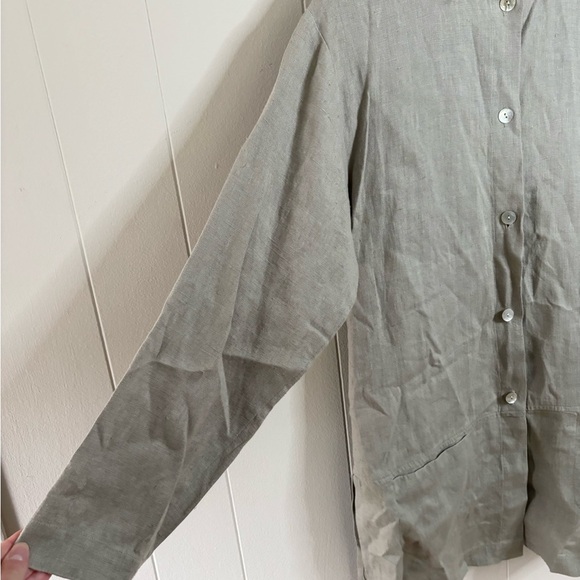 Sara Campbell made in USA 100% linen beige button front jacket size 4 lagenlook - Picture 2 of 7
